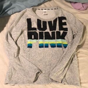 Grey ‘Love pink’ crew neck